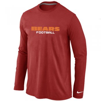 Nike Chicago Bears Authentic font Long Sleeve T-Shirt Red
