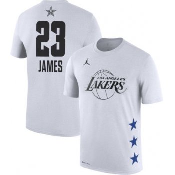 Jordan Men's 2019 NBA All-Star Game #23 LeBron James Dri-FIT White T-Shirt