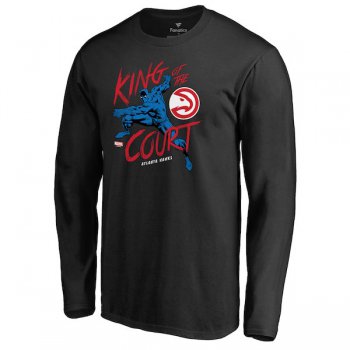 Men's Atlanta Hawks Fanatics Branded Black Marvel Black Panther King of the Court Long Sleeve T-Shirt