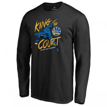 Men's Golden State Warriors Fanatics Branded Black Marvel Black Panther King of the Court Long Sleeve T-Shirt
