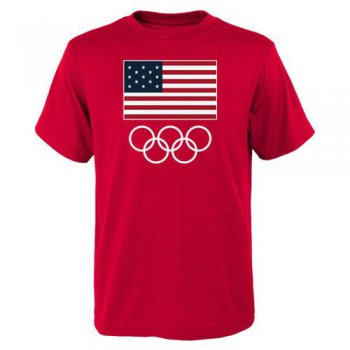 Team USA 2016 Olympics Flags & Rings T-Shirt Red