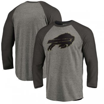 Buffalo Bills NFL Pro Line by Fanatics Branded Black Gray Tri Blend Sleeve T-Shirt