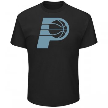 Men's Indiana Pacers Majestic Black Tek Patch Reflective T-Shirt