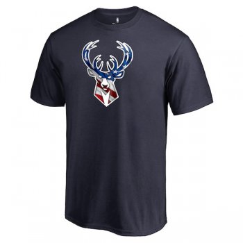 Men's Milwaukee Bucks Fanatics Branded Navy Personalized Name and Number Banner Wave T-Shirt