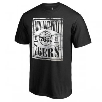 Men's Philadelphia 76ers Fanatics Branded Black Court Vision Marble T-Shirt