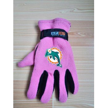 Miami Dolphins NFL Adult Winter Warm Gloves Pink