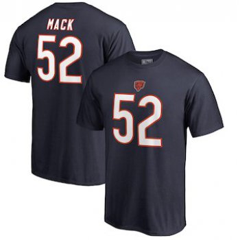Men's Chicago Bears 52 Khalil Mack NFL Pro Line by Fanatics Branded Navy Authentic Stack Name & Number T-Shirt