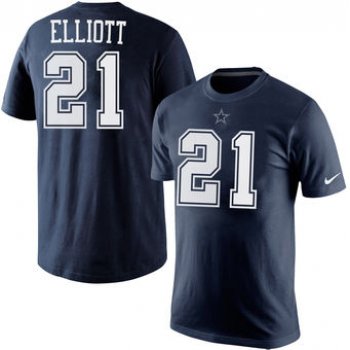 Men's Dallas Cowboys 21 Ezekiel Elliott Nike Navy Player Pride Name & Number T-Shirt