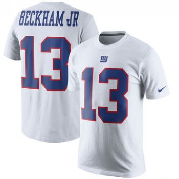 Men's New York Giants 13 Odell Beckham Jr Nike White Color Rush Player Pride Name & Number T-Shirt