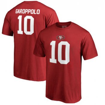Men's San Francisco 49ers 10 Jimmy Garoppolo NFL Pro Line by Fanatics Branded Red Authentic Stack Name & Number T-Shirt