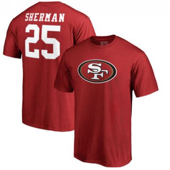 Men's San Francisco 49ers 25 Richard Sherman NFL Pro Line by Fanatics Branded Red Player Icon Name & Number T-Shirt