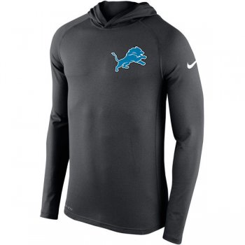 Men's Detroit Lions Nike Charcoal Stadium Touch Hooded Performance Long Sleeve T-Shirt