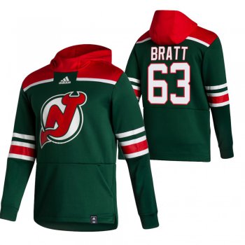 New Jersey Devils #63 Jesper Bratt Adidas Reverse Retro Pullover Hoodie Green