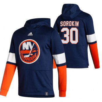 New York Islanders #30 Ilya Sorokin Adidas Reverse Retro Pullover Hoodie Navy