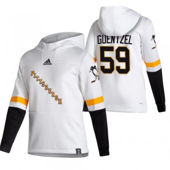 Pittsburgh Penguins #59 Jake Guentzel Adidas Reverse Retro Pullover Hoodie White