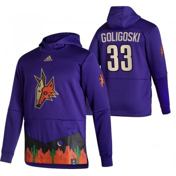 Arizona Coyotes #33 Alex Goligoski Adidas Reverse Retro Pullover Hoodie Purple