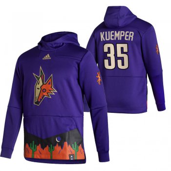 Arizona Coyotes #35 Darcy Kuemper Adidas Reverse Retro Pullover Hoodie Purple