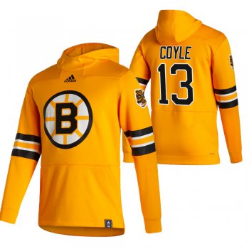 Boston Bruins #13 Charlie Coyle Adidas Reverse Retro Pullover Hoodie Gold