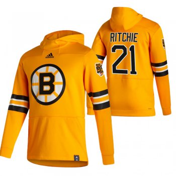 Boston Bruins #21 Nick Ritchie Adidas Reverse Retro Pullover Hoodie Gold