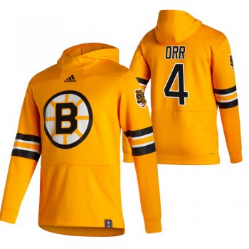 Boston Bruins #4 Bobby Orr Adidas Reverse Retro Pullover Hoodie Gold