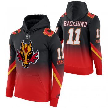 Calgary Flames #11 Mikael Backlund Adidas Reverse Retro Pullover Hoodie Black