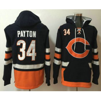 Men's Chicago Bears #34 Walter Payton NEW Navy Blue Pocket Stitched NFL Pullover Hoodie
