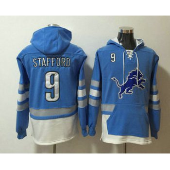 Men's Detroit Lions #9 Matthew Stafford NEW Blue Pocket Stitched NFL Pullover Hoodie