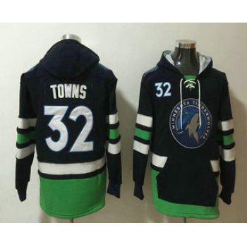 Men's Minnesota Timberwolves #32 Karl-Anthony Towns NEW Black Pocket Stitched NBA Pullover Hoodie