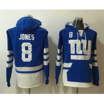 Men's New York Giants #8 Daniel Jones NEW Blue Pocket Stitched NFL Pullover Hoodie