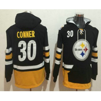 Men's Pittsburgh Steelers #30 James Conner NEW Black Pocket Stitched NFL Pullover Hoodie