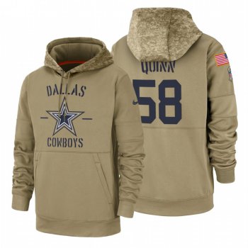 Dallas Cowboys #58 Robert Quinn Nike Tan 2019 Salute To Service Name & Number Sideline Therma Pullover Hoodie