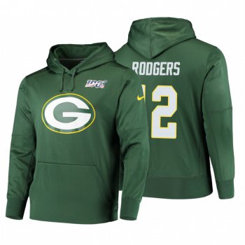 Green Bay Packers #12 Aaron Rodgers Nike NFL 100 Primary Logo Circuit Name & Number Pullover Hoodie Green