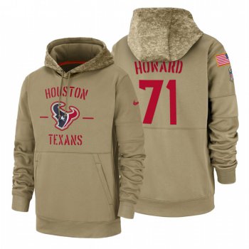 Houston Texans #71 Tytus Howard Nike Tan 2019 Salute To Service Name & Number Sideline Therma Pullover Hoodie