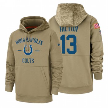 Indianapolis Colts #13 T.Y. Hilton Nike Tan 2019 Salute To Service Name & Number Sideline Therma Pullover Hoodie