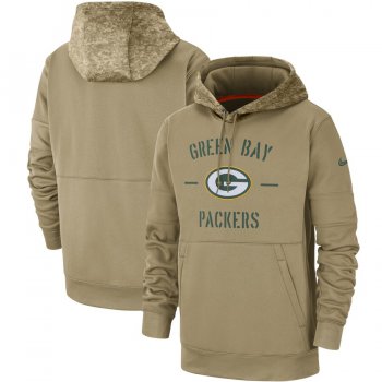 Men's Green Bay Packers Nike Tan 2019 Salute to Service Sideline Therma Pullover Hoodie