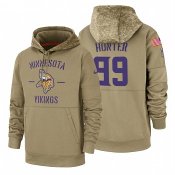 Minnesota Vikings #99 Danielle Hunter Nike Tan 2019 Salute To Service Name & Number Sideline Therma Pullover Hoodie