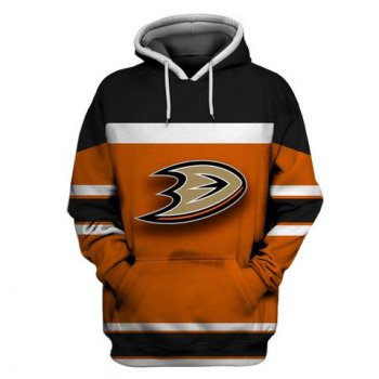 Men's Anaheim Ducks Orange All Stitched Hooded Sweatshirt