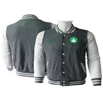 Men's Boston Celtics Gray Stitched NBA Jacket