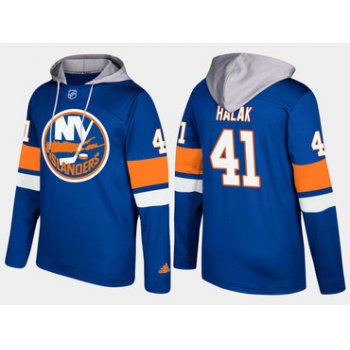 Adidas New York Islanders 41 Jaroslav Halak Name And Number Blue Hoodie