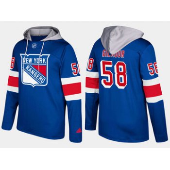 Adidas New York Rangers 58 John Gilmour Name And Number Blue Hoodie