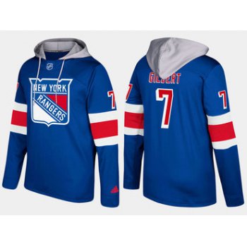 Adidas New York Rangers 7 Rod Gilbert Retired Blue Name And Number Hoodie