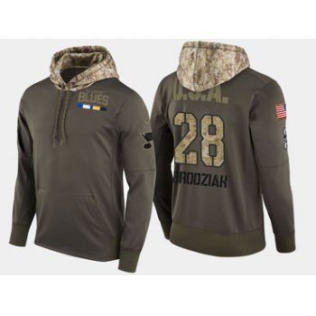 Nike St. Louis Blues 28 Kyle Brodziak Olive Salute To Service Pullover Hoodie