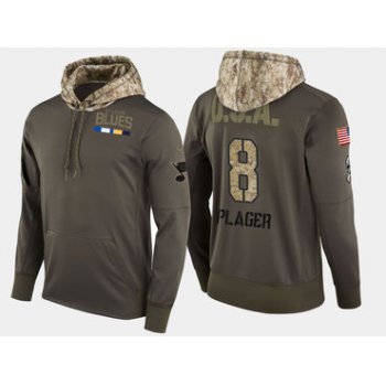 Nike St. Louis Blues 8 Barclay Plager Retired Olive Salute To Service Pullover Hoodie