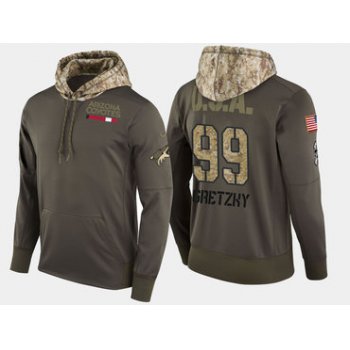 Nike Arizona Coyotes 99 Wayne Gretzky Retired Olive Salute To Service Pullover Hoodie