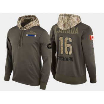 Nike Montreal Canadiens 16 Henri Richard Retired Olive Salute To Service Pullover Hoodie