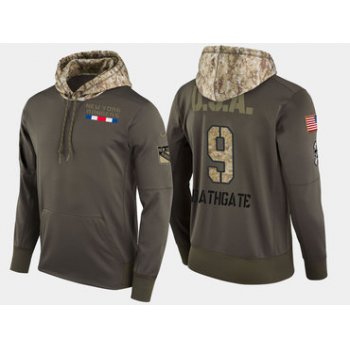 Nike New York Rangers 9 Andy Bathgate Retired Olive Salute To Service Pullover Hoodie