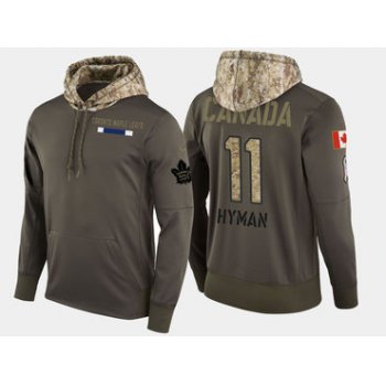 Nike Toronto Maple Leafs 11 Zach Hyman Olive Salute To Service Pullover Hoodie