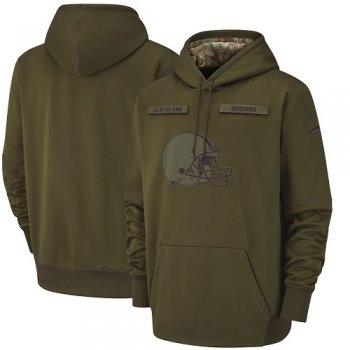 Men's Cleveland Browns Nike Olive Salute to Service Sideline Therma Performance Pullover Hoodie