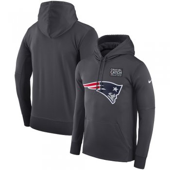 Men's New England Patriots Nike Anthracite Crucial Catch Performance Pullover Hoodie