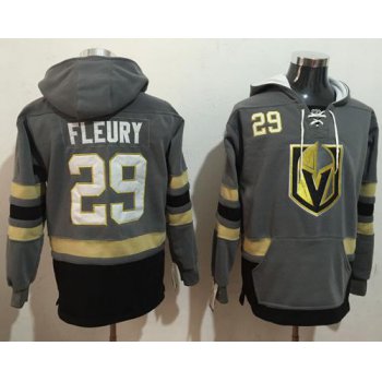 Men's Vegas Golden Knights #29 Marc-Andre Fleury Grey Name & Number Pullover NHL Hoodie